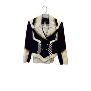 IIF Women's Navy & White Long Sleeve Button Front Coat & pencil  Skirt size 6